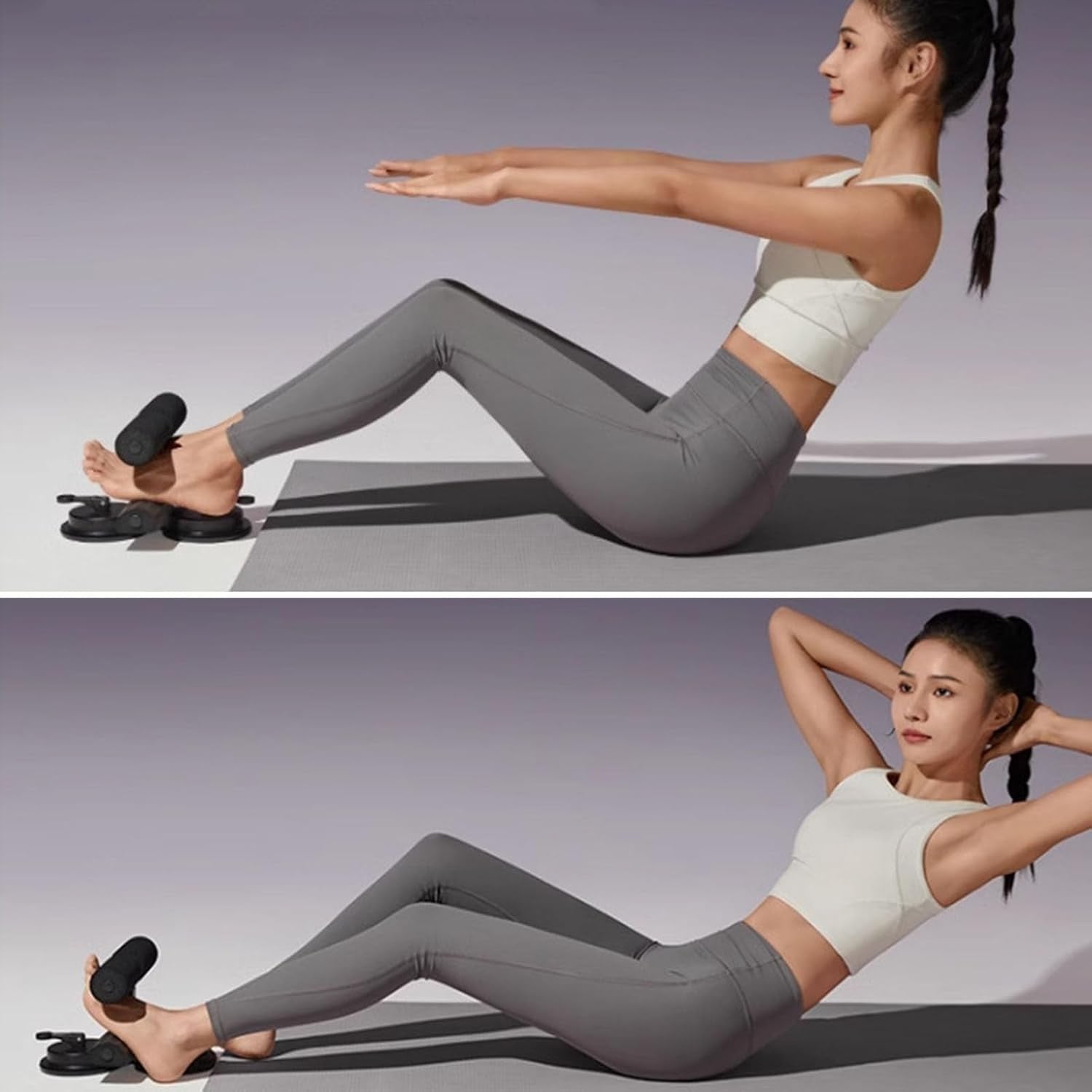 Sit-Up Assistant Bar with Resistance Band Abdominal Core Training Sit-Up Foot Holder with Dual Suction Cups Home Gym Exercise Equipment