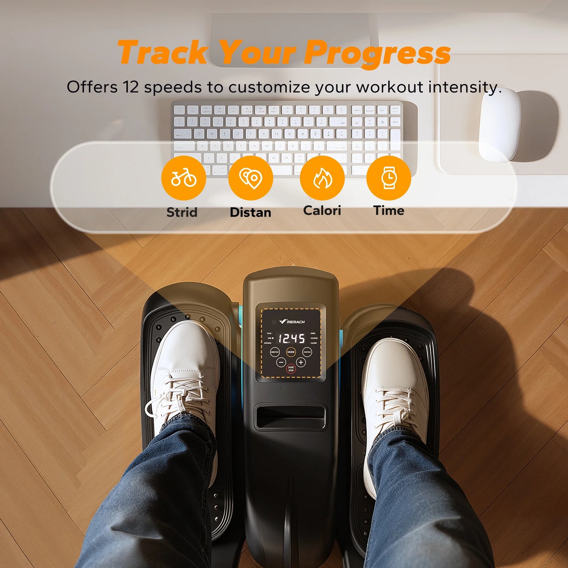 under Desk Elliptical Machine, Quiet Electric Ellipse Leg Exerciser with Remote, 12 Speed Sit-Down Pedal Exerciser for Home & Office, Gift