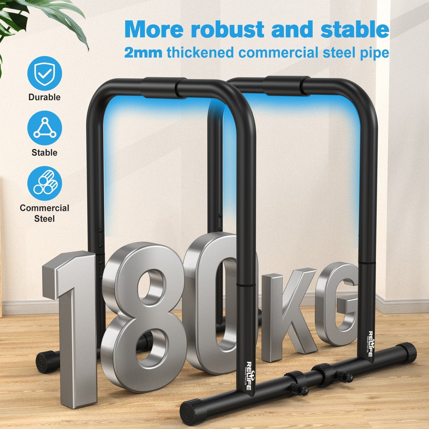 Dip Station Functional Heavy Duty Dip Stand Fitness Pull up Stand Dip Bar