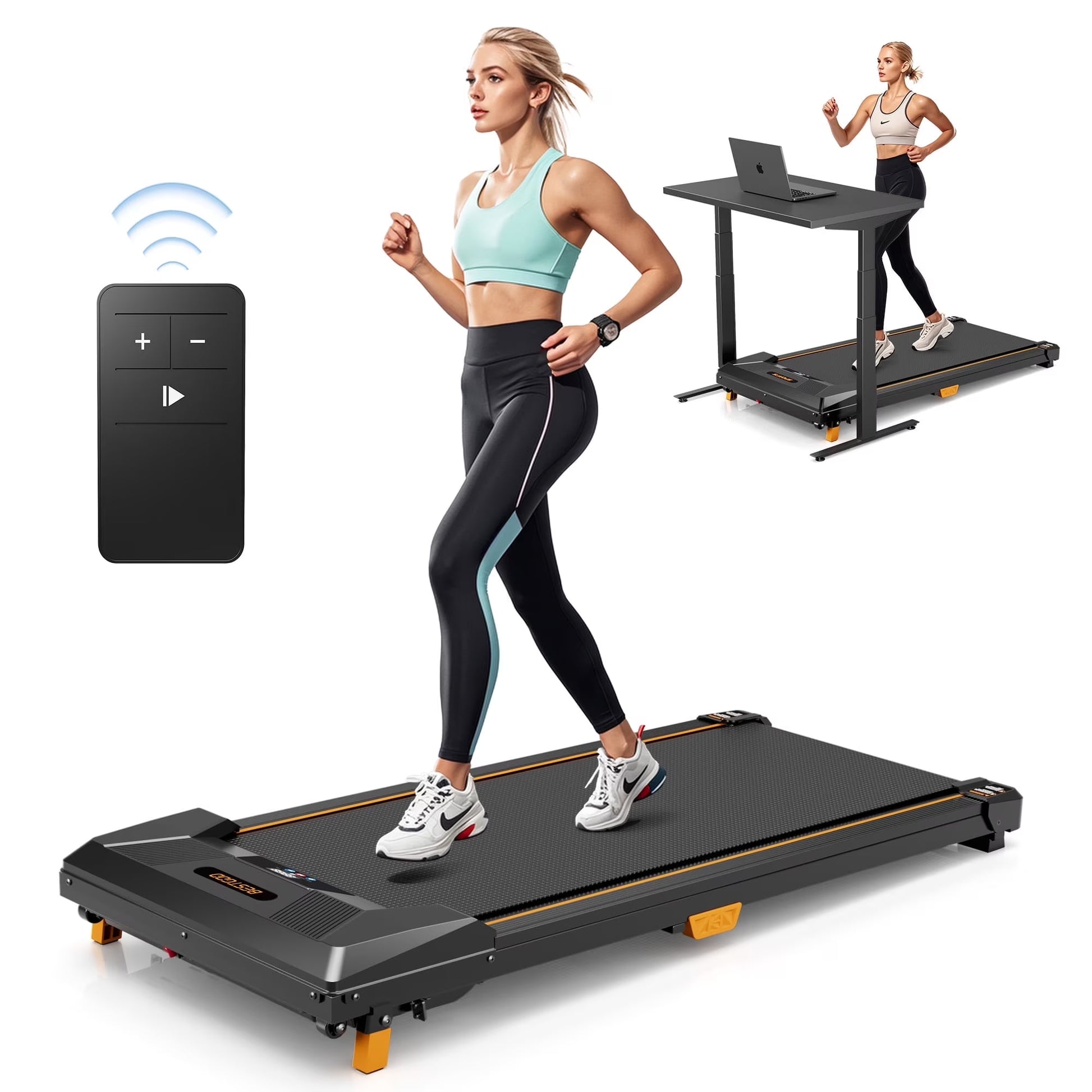 Under Desk Treadmill Walking Pad, 2.5HP 2-In-1 Jogging Foldable Portable Treadmill with Remote, 265LBS Capacity, Quiet Office/Home Use