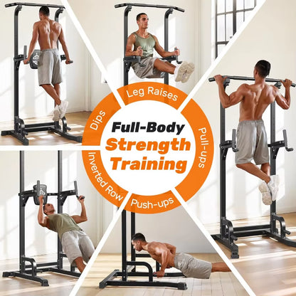 Power Tower Pull up Bar Station 450LBS Stable Pull up Dip Station for Home Gym Strength Training Equipment