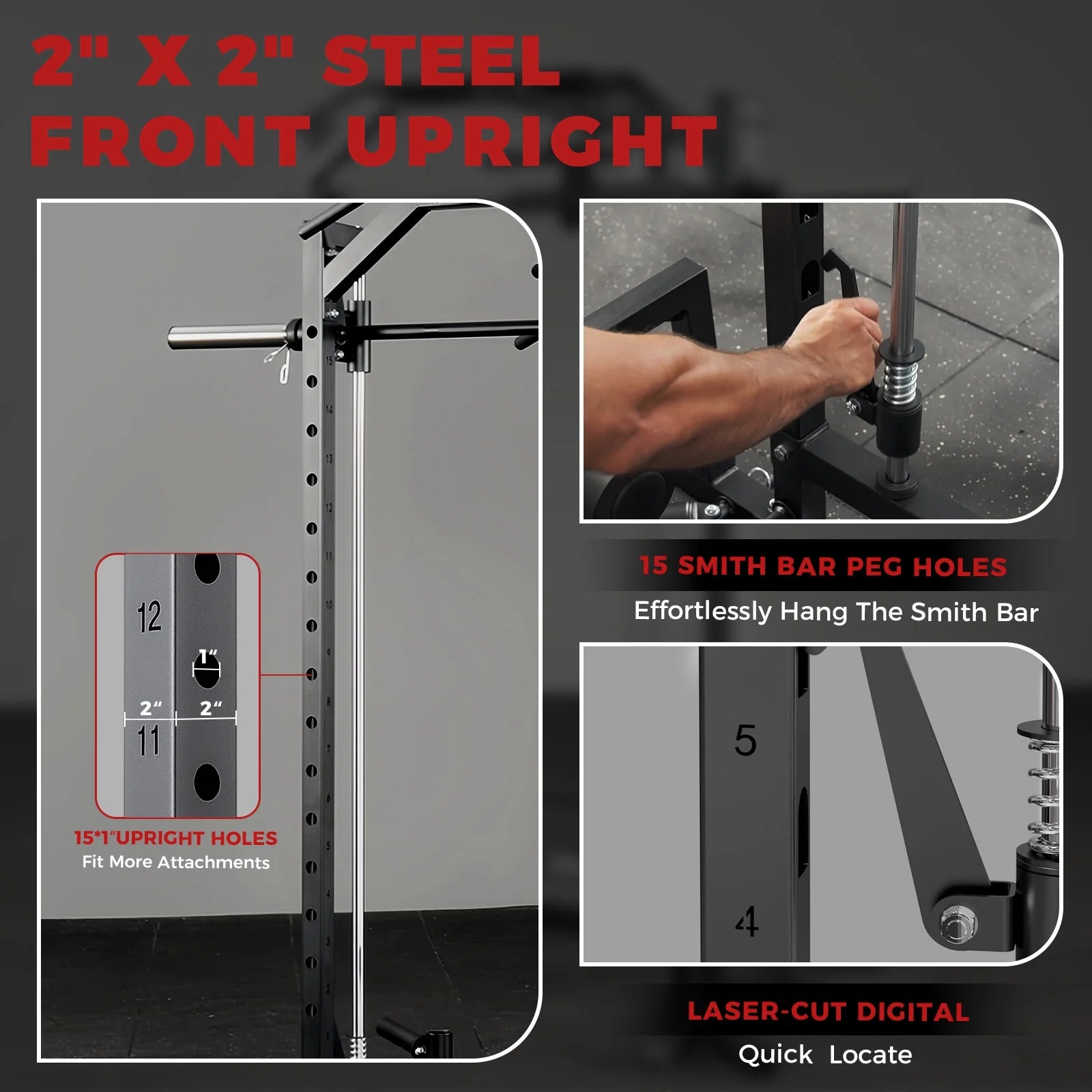 Smith Machine Home Gym, 1800 LBS Multi-Functional Squat Rack with Lat Pull down System, Workout Station with Weight Bar, Bend Peg and Other Functional Attachments