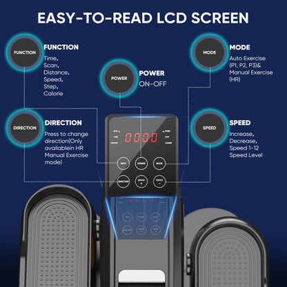 Under-Desk Elliptical Machine – Compact, Quiet & Portable Pedal Exerciser with Adjustable Speed, LED Display, Ideal Mini Elliptical for Home or Office Workout