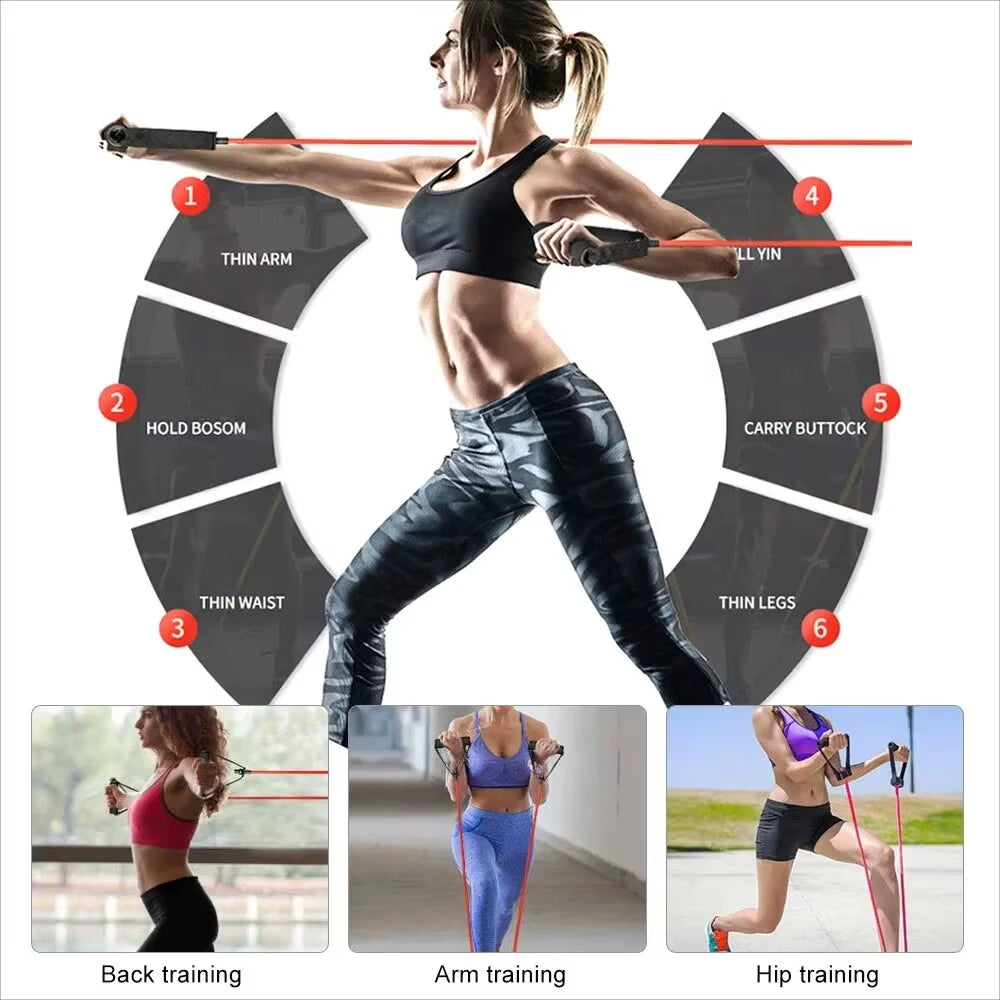 11Pcs/Set Pull Rope, Resistance Bands, Portable Fitness Equipment, Ankle Strap, Chest Expander, Elastic Exercise Band