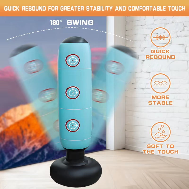 Punching Bag with Stand Adult,Inflatable Freestanding Heavy Duty Boxing Bag,Women Men Training Equipment Exercise Boxing Standin