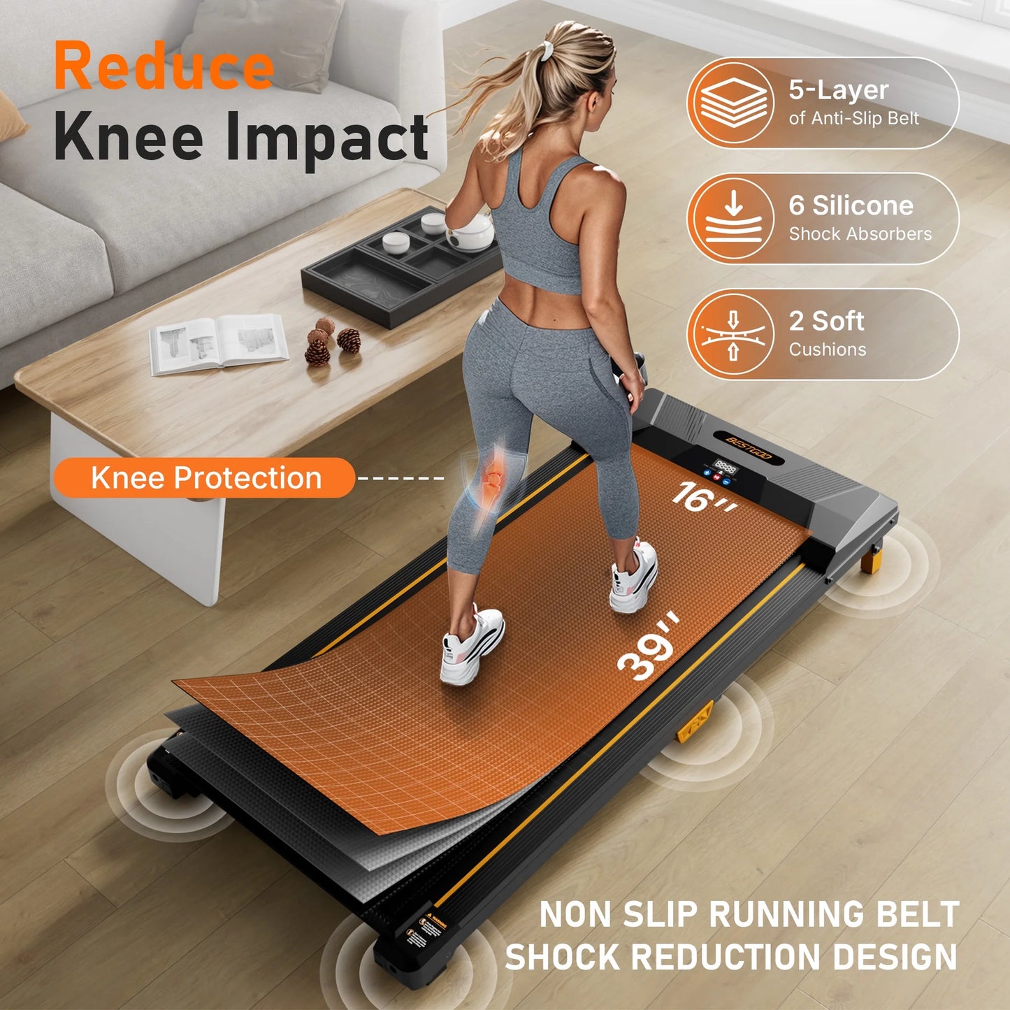 Under Desk Treadmill Walking Pad, 2.5HP 2-In-1 Jogging Foldable Portable Treadmill with Remote, 265LBS Capacity, Quiet Office/Home Use