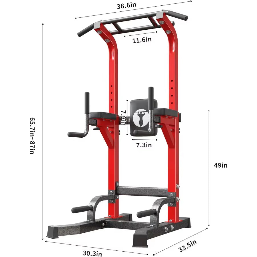 Multi-Function Power Tower Pull up Bar Station Pull up Dip Station for Home Gym 10-Level Adjustable Height Pull up Bar Stand Di