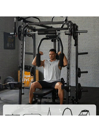 Smith Machine Multifunctional Power Cage, 2000 LBS Power Rack Smith Bar, Chest Station for Home Gym