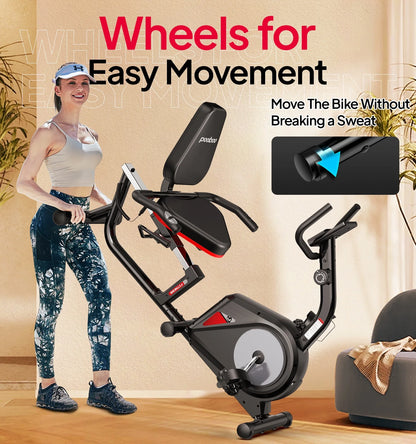 Recumbent Exercise Bike Stationary Belt Drive Indoor Cycling Bikes for Home Cardio Workout Training