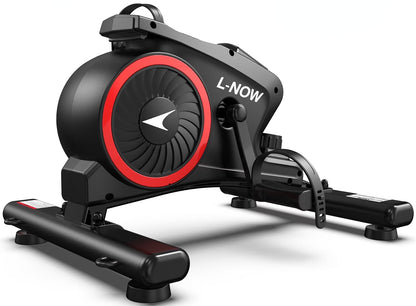 Mini Elliptical Machine under Desk Stepper Elliptical Trainer Portable Leated Foot Pedal Exerciser with Non-Slip Mat & 2 Resistance Bands for Seniors Physical Therapy