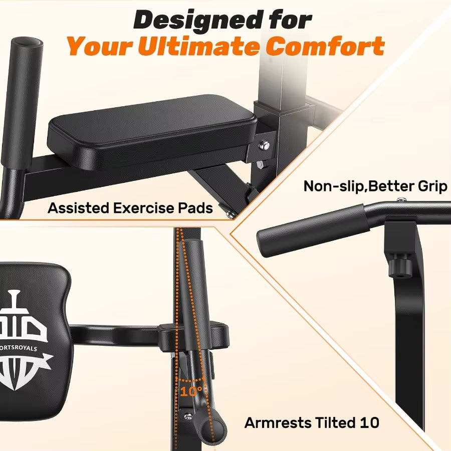 Power Tower Pull up Bar Station 450LBS Stable Pull up Dip Station for Home Gym Strength Training Equipment