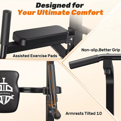 Power Tower Pull up Bar Station 450LBS Stable Pull up Dip Station for Home Gym Strength Training Equipment
