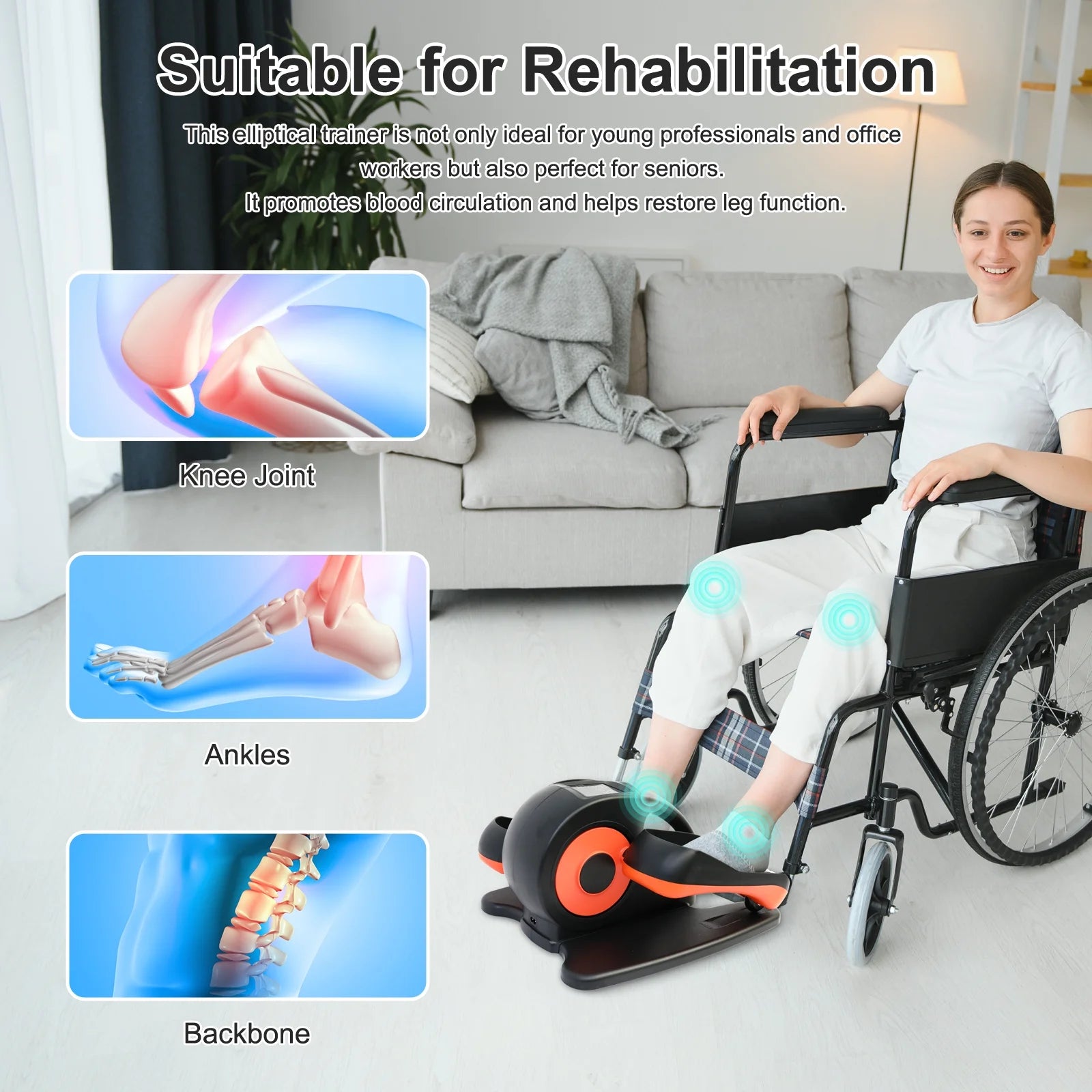 Under Desk Elliptical, Electric Seated Pedal Exerciser, Quiet & Compact Mini Ellipse Leg Exerciser with Display Monitor, Remote Control and Adjustable Speeds, Elliptical Machine for Home