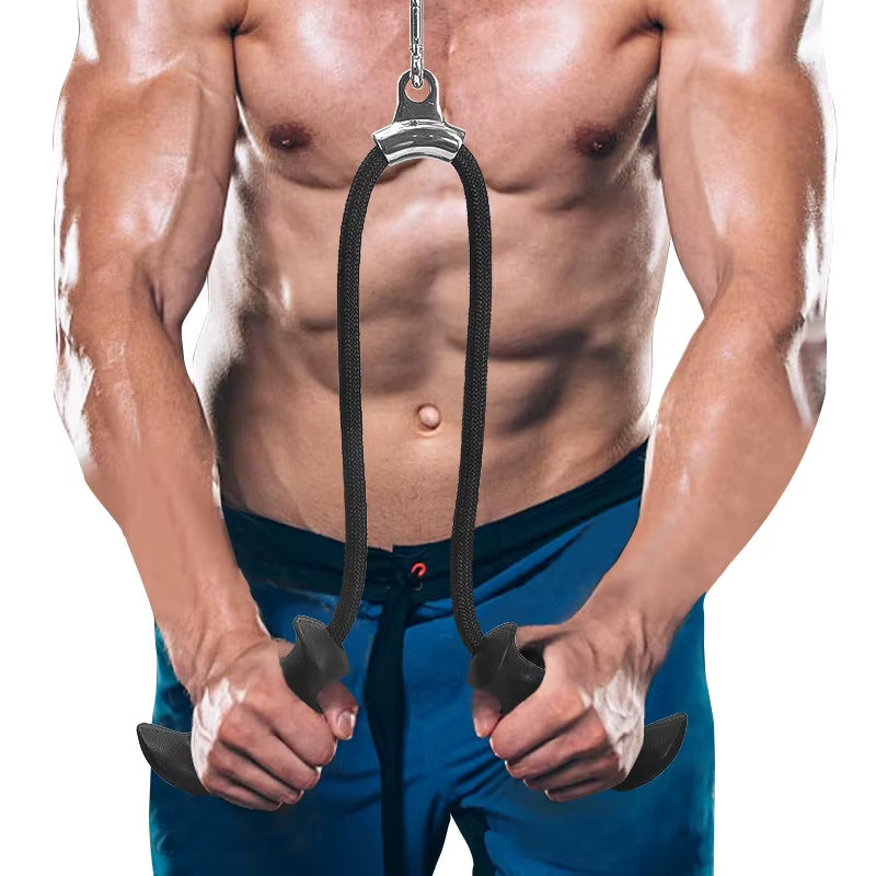 Fitness Grip Double Head Rope Pull down Handle Triceps Biceps Back Muscle Strength Training Gym Grips Work Weights Equipment