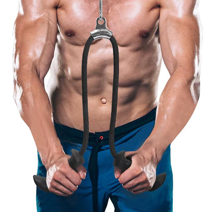 Fitness Grip Double Head Rope Pull down Handle Triceps Biceps Back Muscle Strength Training Gym Grips Work Weights Equipment