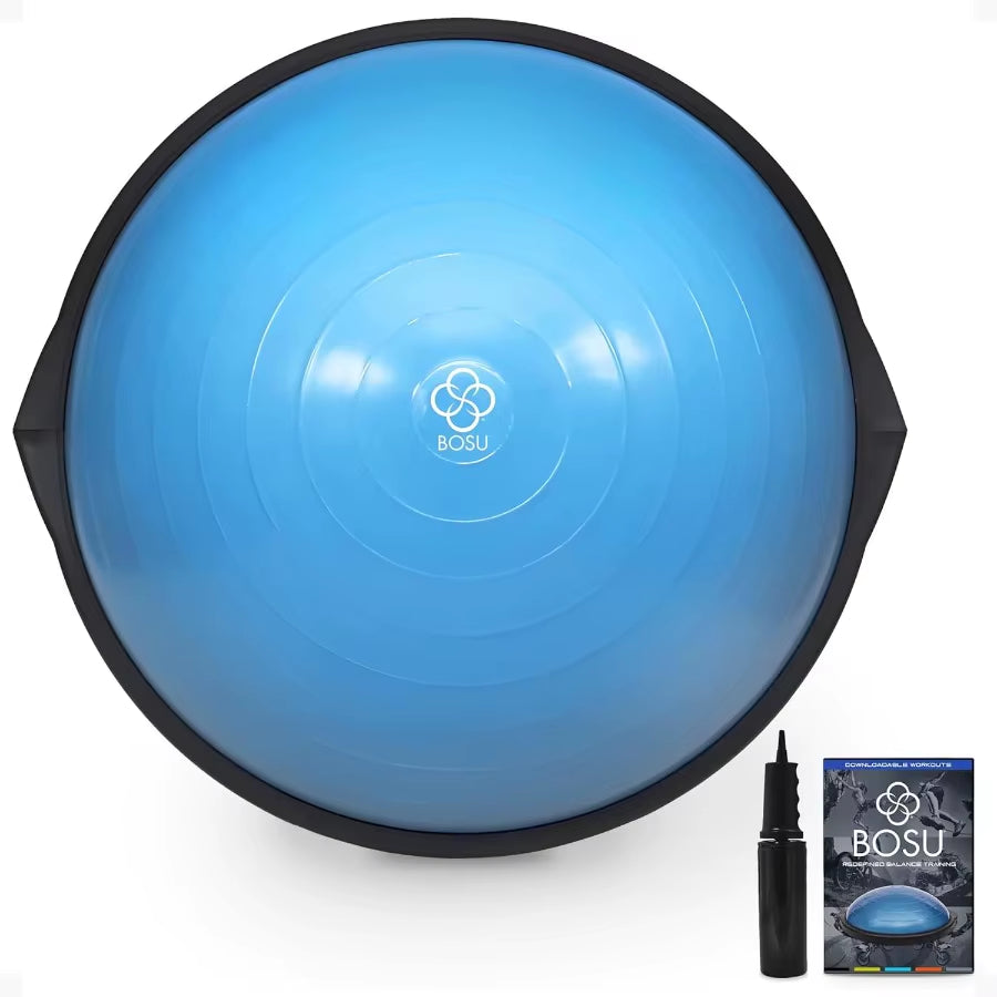 Balance Ball Exercise Trainer, Home Gym Equipment W/ Guided Workouts & Pump, 26", Blue - Inflatable Fitness Platform for Strengt