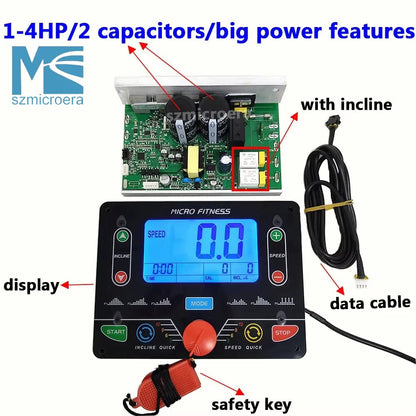 Universal Treadmill Circuit Board, Console Display, Treadmill Control Board Controller, General Use, 1HP-2HP/4.0HP Motor
