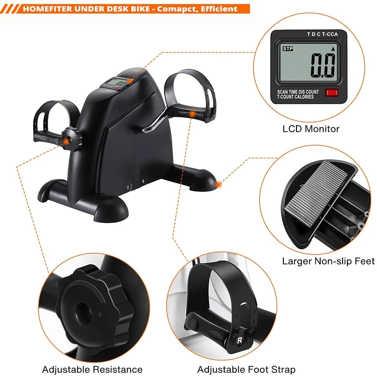 Mini Multi-Function Stepper, Exercise Bike, Digital under Desk Bike with LCD Screen Display, Pedal Exerciser Peddler for Leg Arm and Knee for Elderly