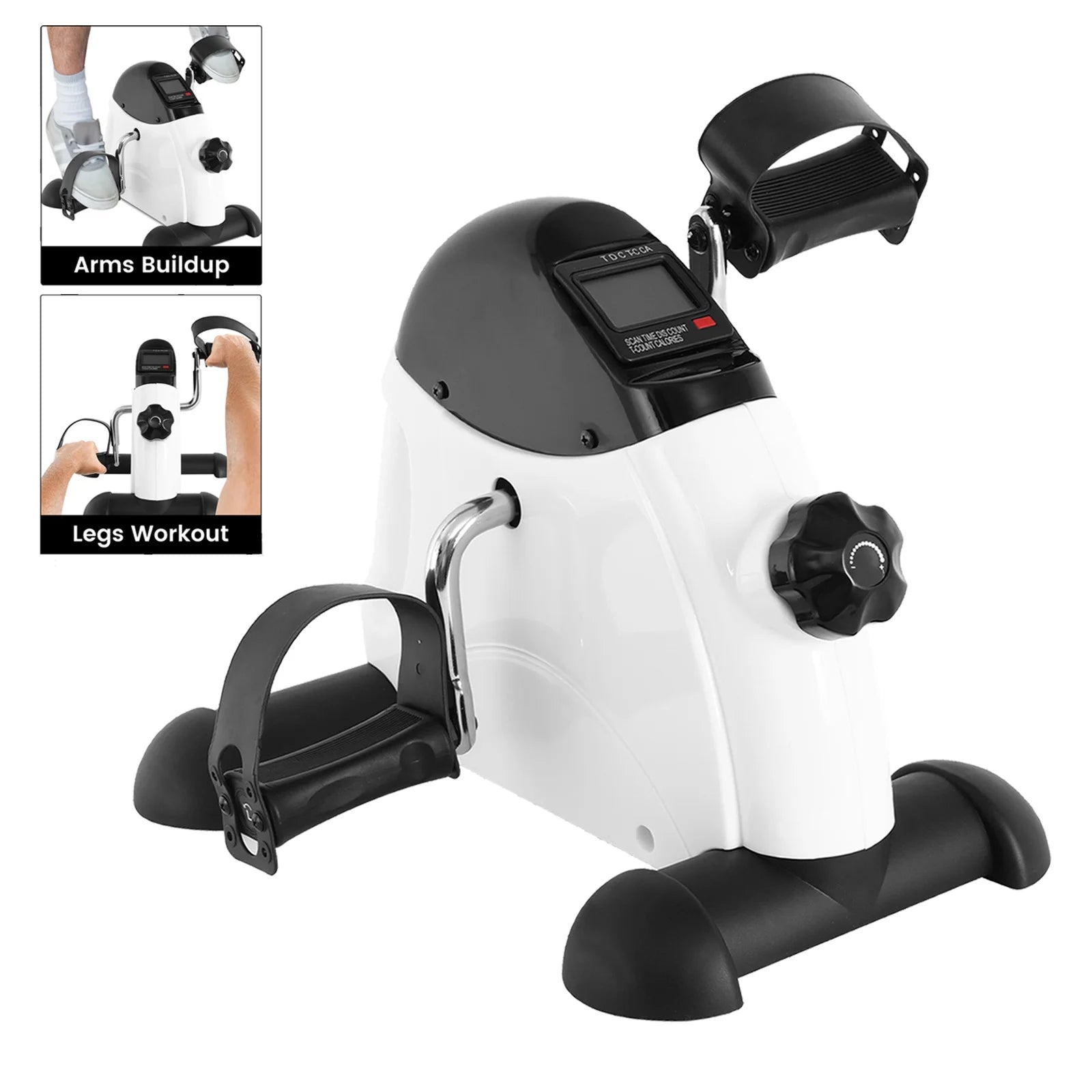 Under Desk Exercise Bike Foot Pedal Exerciser Mini Exercise Bike Equipment with LCD Screen Displays for Leg/Arm Exerciser While Sitting for Seniors Health,White