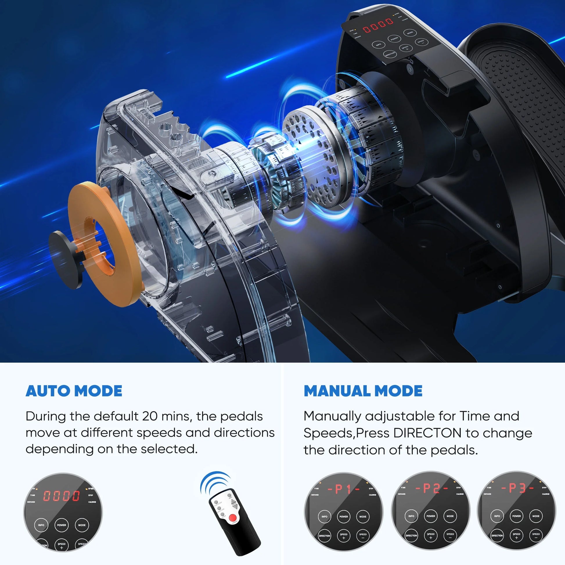 Under-Desk Elliptical Machine – Compact, Quiet & Portable Pedal Exerciser with Adjustable Speed, LED Display, Ideal Mini Elliptical for Home or Office Workout