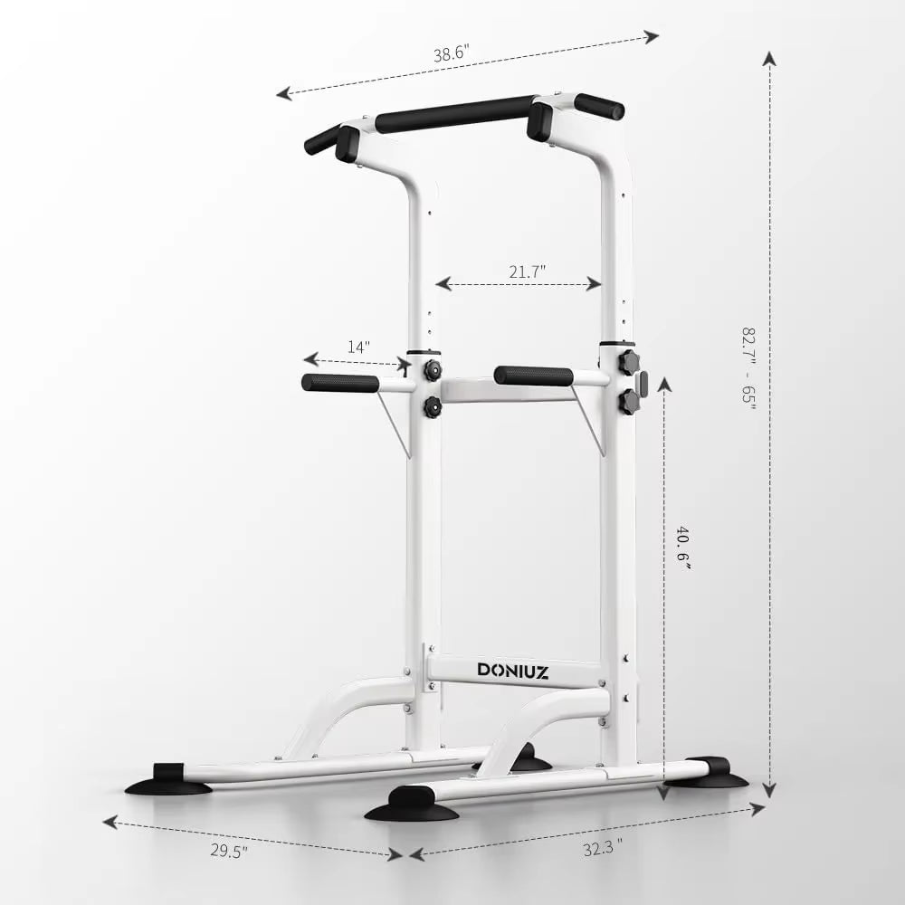 Adjustable Power Tower Pull up Bar Dip Station, Multi-Function Home Gym Equipment for Full Body Strength Training