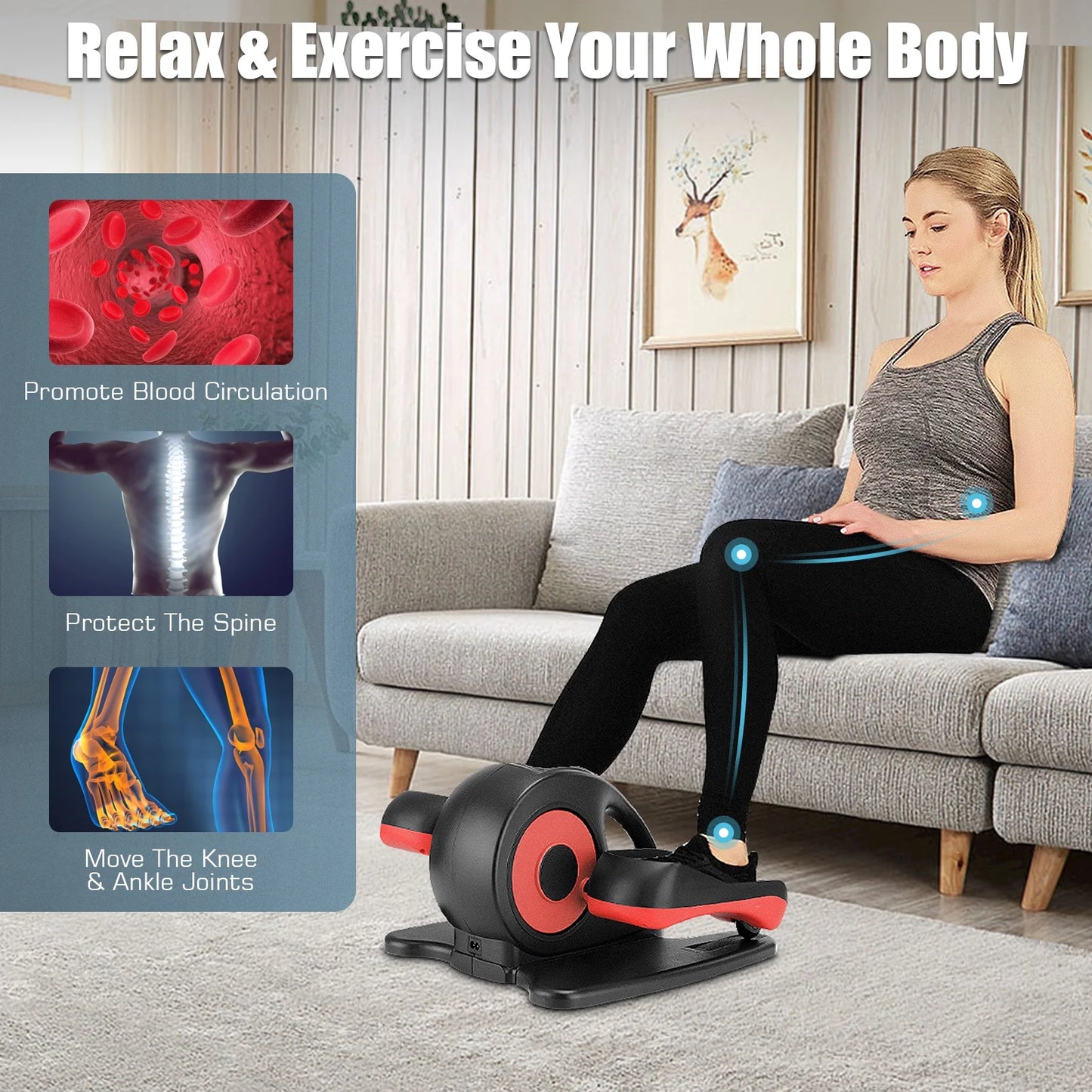 Elliptical Machine, under Desk Elliptical with Remote Control, Quiet Home Ellipse Exerciser for Seniors