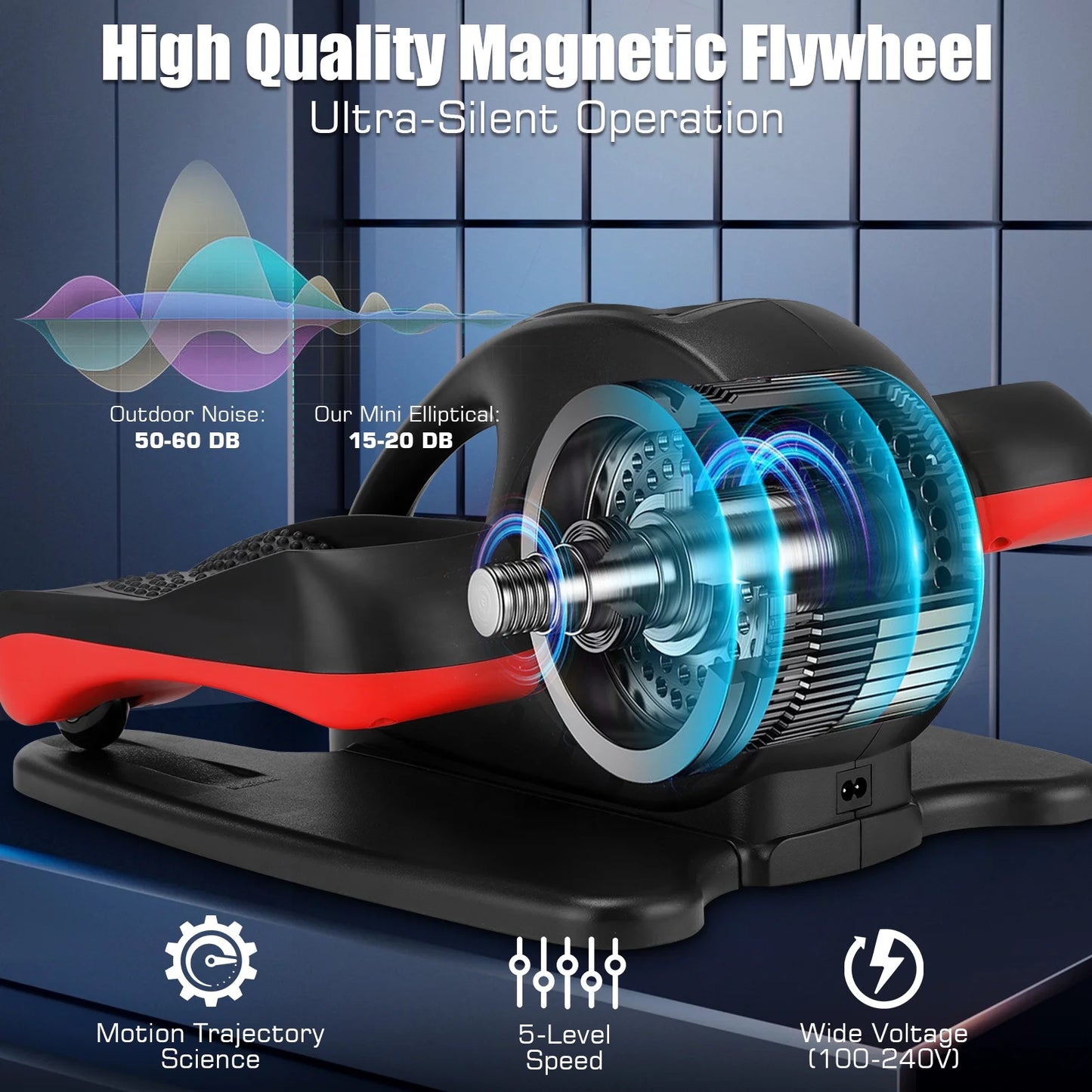 Elliptical Machine, under Desk Elliptical with Remote Control, Quiet Home Ellipse Exerciser for Seniors