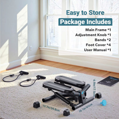 Mini Stepper for Exercise Twist Stair Stepper 330LBS Capacity Stepper Exercise Equipment with Resistance Band for Fitness