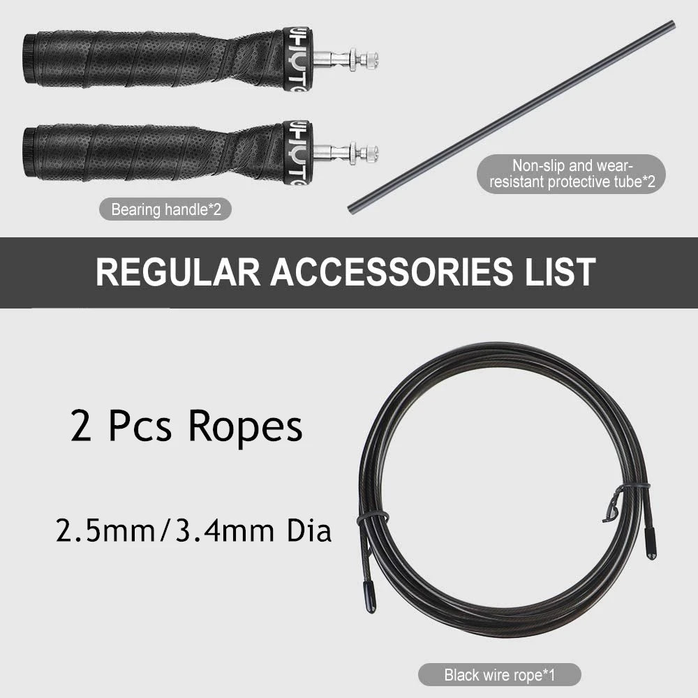 Crossfit Fitness Jump Rope Skip Speed Weighted Jump Ropes Professional Jumping Rope Set with Iron Block/Spare Rope/Tube