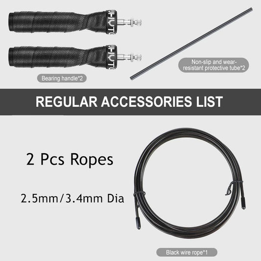Crossfit Fitness Jump Rope Skip Speed Weighted Jump Ropes Professional Jumping Rope Set with Iron Block/Spare Rope/Tube