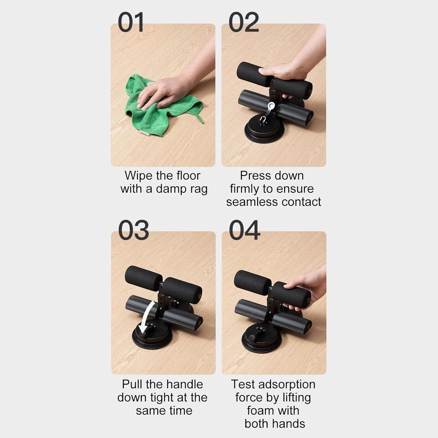 Sit-Up Assistant Bar with Resistance Band Abdominal Core Training Sit-Up Foot Holder with Dual Suction Cups Home Gym Exercise Equipment