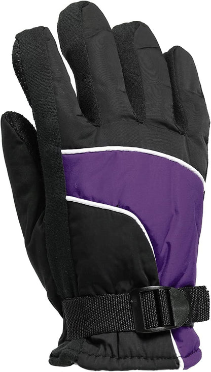 Winter Ski Gloves Fleece Lined Adjustable Strap Water Resistant for Men, Women, Kids