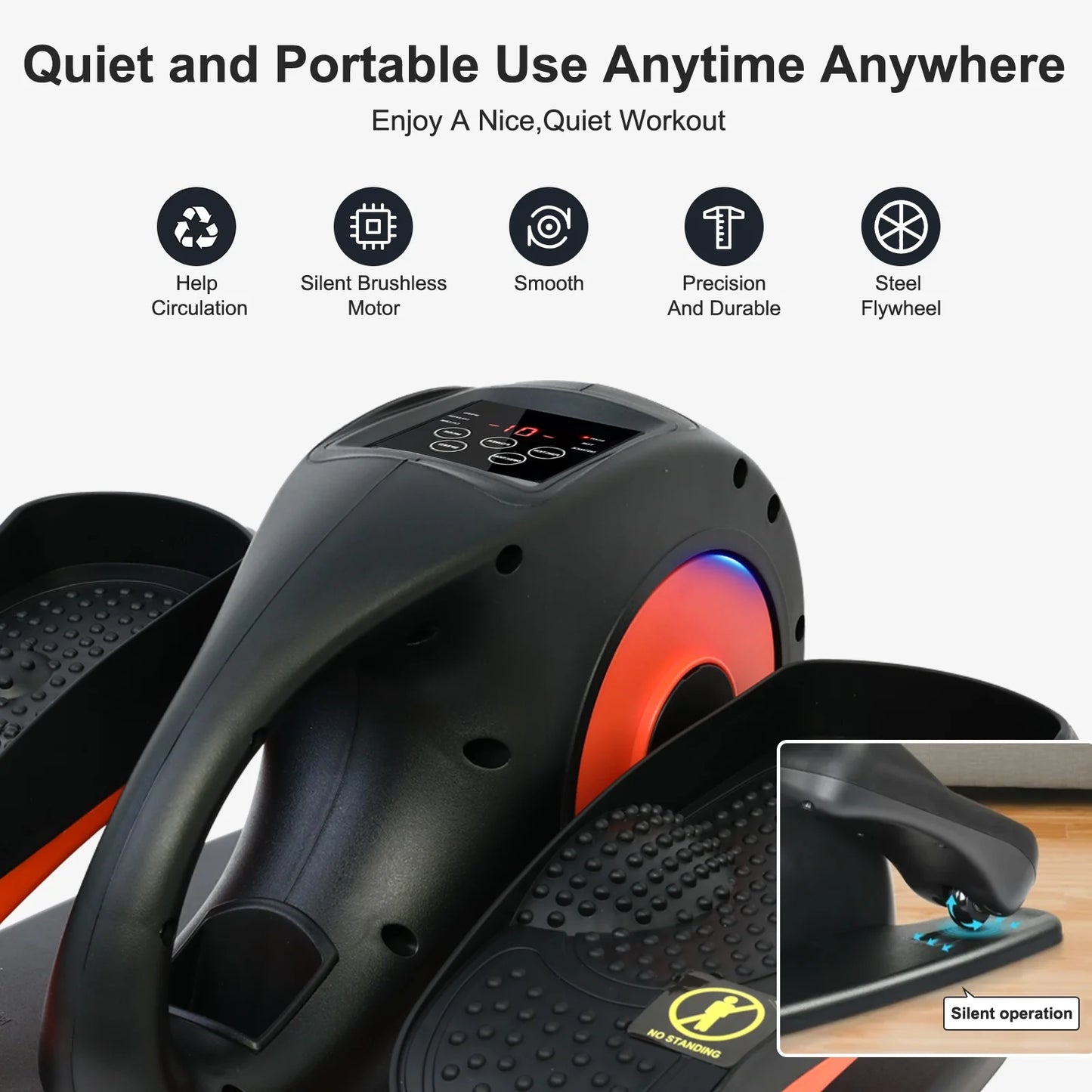 Under Desk Elliptical, Electric Seated Pedal Exerciser, Quiet & Compact Mini Ellipse Leg Exerciser with Display Monitor, Remote Control and Adjustable Speeds, Elliptical Machine for Home