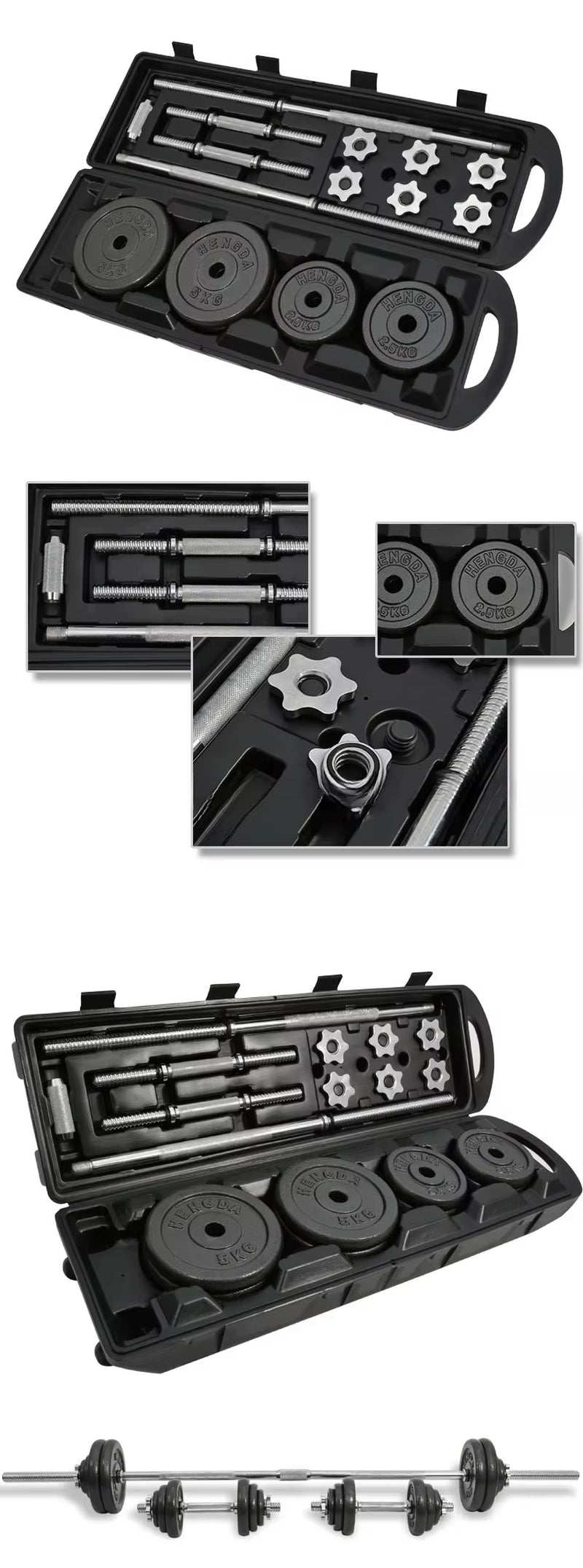 Factory Cast Iron Sales Gym Free Strength Weight Training Connector Option Dumbells Adjustable 50Kg Barbell Dumbbells