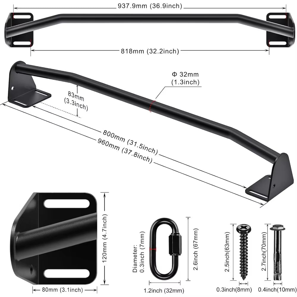Heavy Duty Wall Mounted Pull up Bar, Multifunctional Home Gym System for Full Body Workout