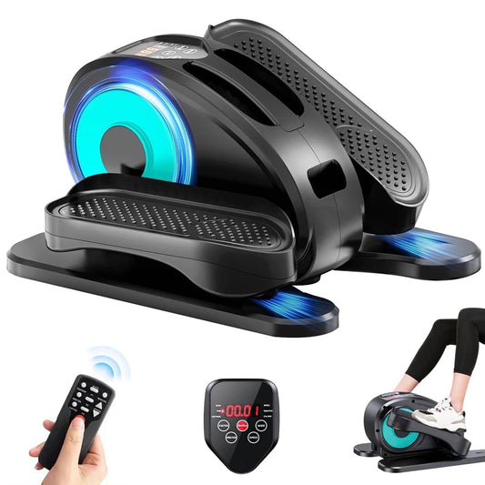 under Desk Elliptical Machine Electric, Ellipse Leg Exerciser for Seniors Fully Assembled, Portable and Quiet Pedal Exerciser with Remote Control and LCD Display Monitor