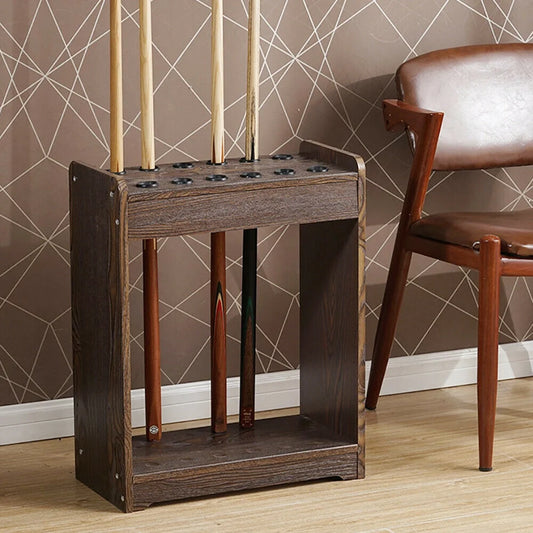12 Pool Cue-Billiards Accessories Wood Rack Cue Organizer Stand Sticks Holder Pool Cue Rack Stick Holder for 12 Cues Holders Billiard Table Accessories Cue Ball Stick Holder Floor Stand