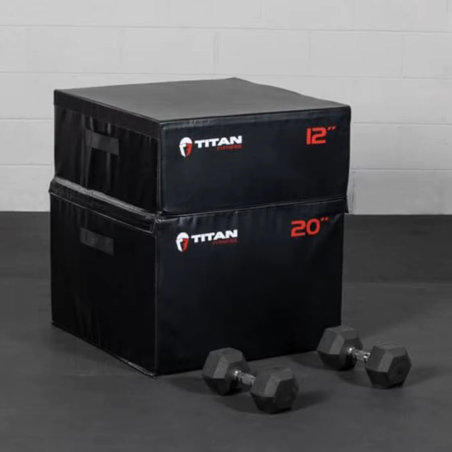 20 Stackable Soft Foam Plyometric Box with High Density EPE Foam Core for Home and Garage Gym Training: Ideal for Stepup Exerci