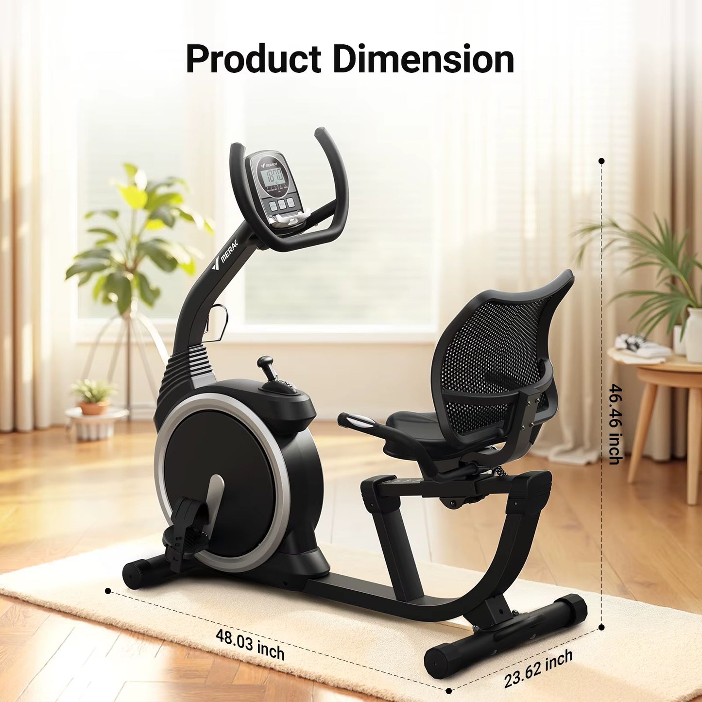 Recumbent Exercise Bike High-End for Home Light Commercial Bikes for Seniors Adult Magnetic Stationary Heart Rate Handle