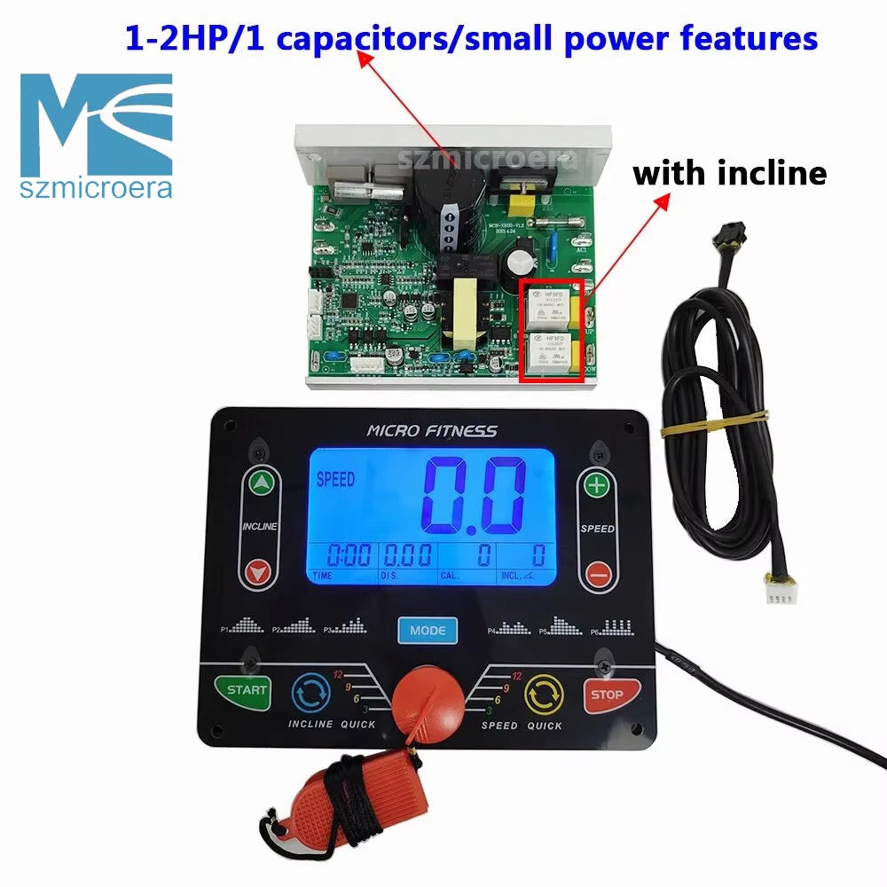 Universal Treadmill Circuit Board, Console Display, Treadmill Control Board Controller, General Use, 1HP-2HP/4.0HP Motor