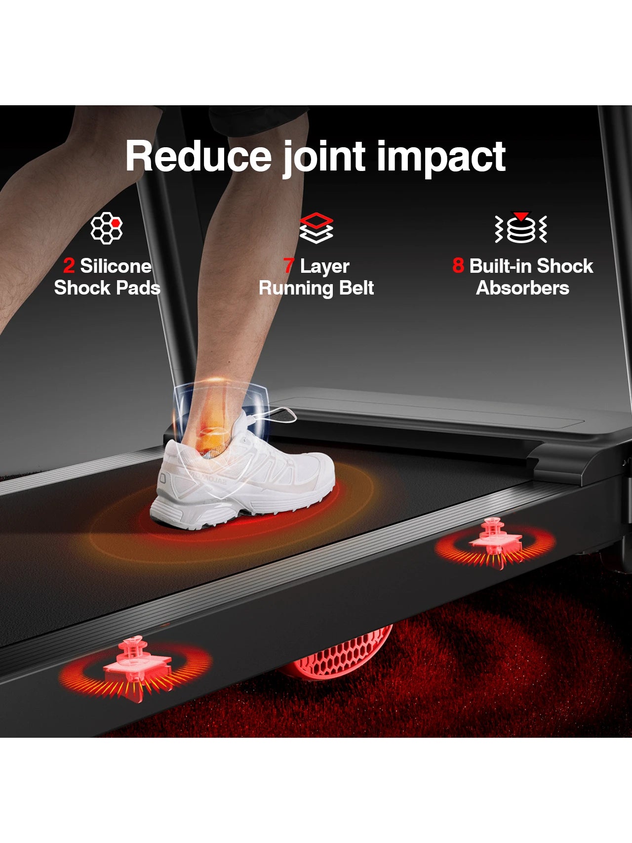 UMAY Treadmills for Home, 2.5HP Quiet Brushless Folding Treadmill with Heart Rate Sensor, Silicone Damping System, 265Lbs Weight Capacity, Holder for Cup & Phone