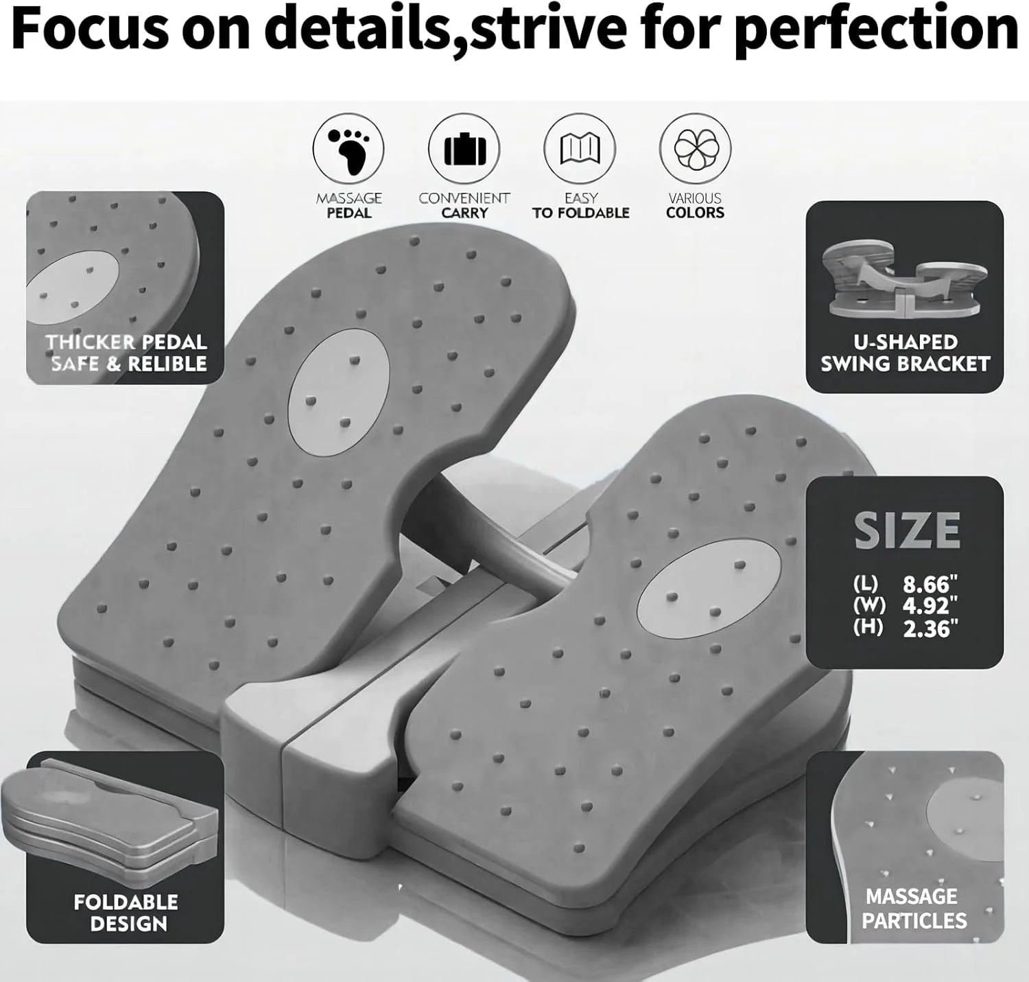 Mini Foldable Leg Exerciser Portable Foot Pedal Exercise Machine under Desk Stepper Exercising Leg Muscles Physical Therapy Leg Exercise Relieves Varicose Veins at Home Office