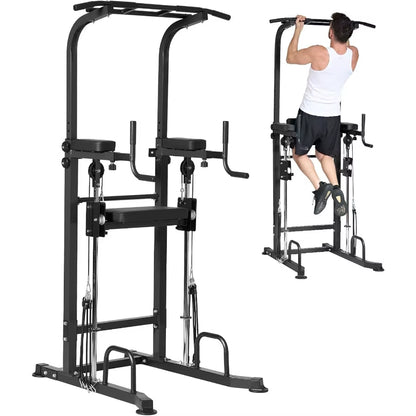 Power Tower Dip Station Pull up Bar Exercise Tower, Free Standing Pull up Bars for Home Gym Strength Training Workout Equipment