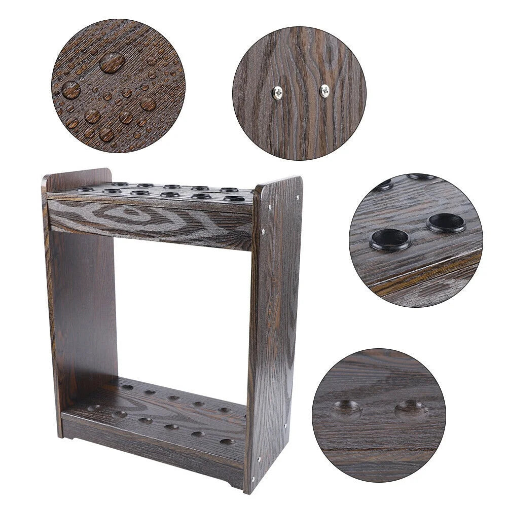 12 Pool Cue-Billiards Accessories Wood Rack Cue Organizer Stand Sticks Holder Pool Cue Rack Stick Holder for 12 Cues Holders Billiard Table Accessories Cue Ball Stick Holder Floor Stand