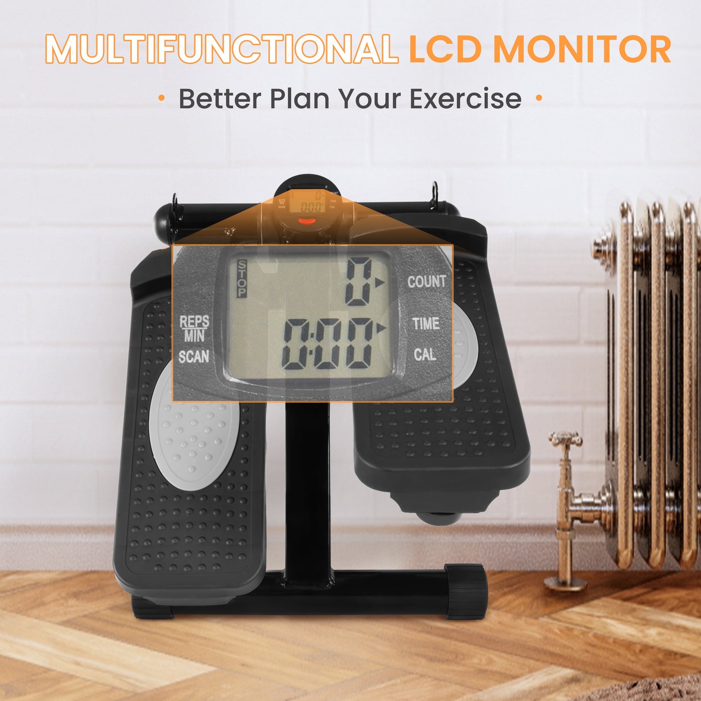 Mini Steppers, Stair Steeper with Resistance Bands, Portable Stepper Capable of Full-Body Exercise, Low Noise and Smooth, 300 Lbs Weight Capacity, Black/ Gray