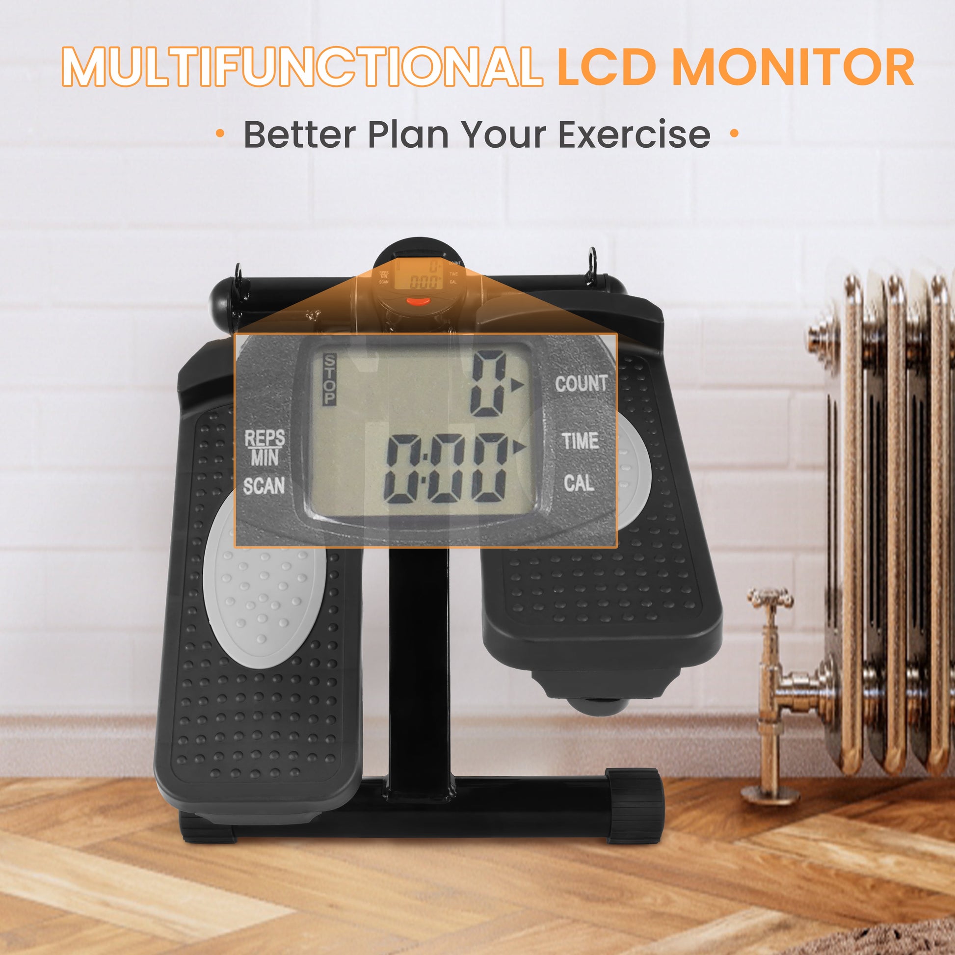 Mini Steppers, Stair Steeper with Resistance Bands, Portable Stepper Capable of Full-Body Exercise, Low Noise and Smooth, 300 Lbs Weight Capacity, Black/ Gray