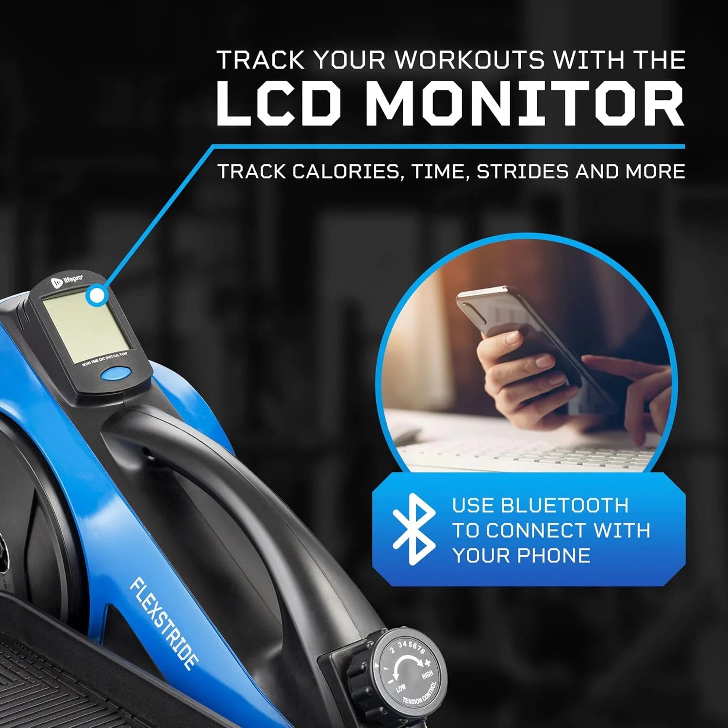 under Desk Elliptical Exercise Machine – Motorized Pedal Exerciser for Home and Office - Blue