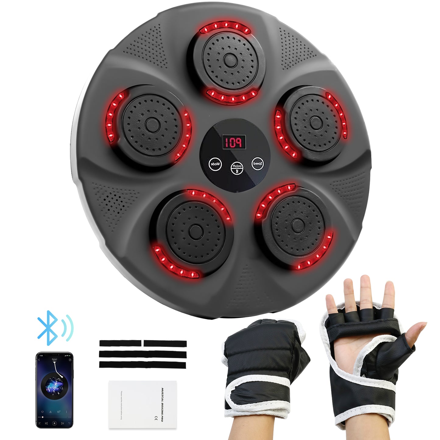 Music Boxing Machine, Smart Bluetooth Boxing Trainer with Boxing Gloves, Boxing Wall Mount Machine for Adults Kids,Boxing Target Workout Equipment for Home, Office, Gym (Upgrade)