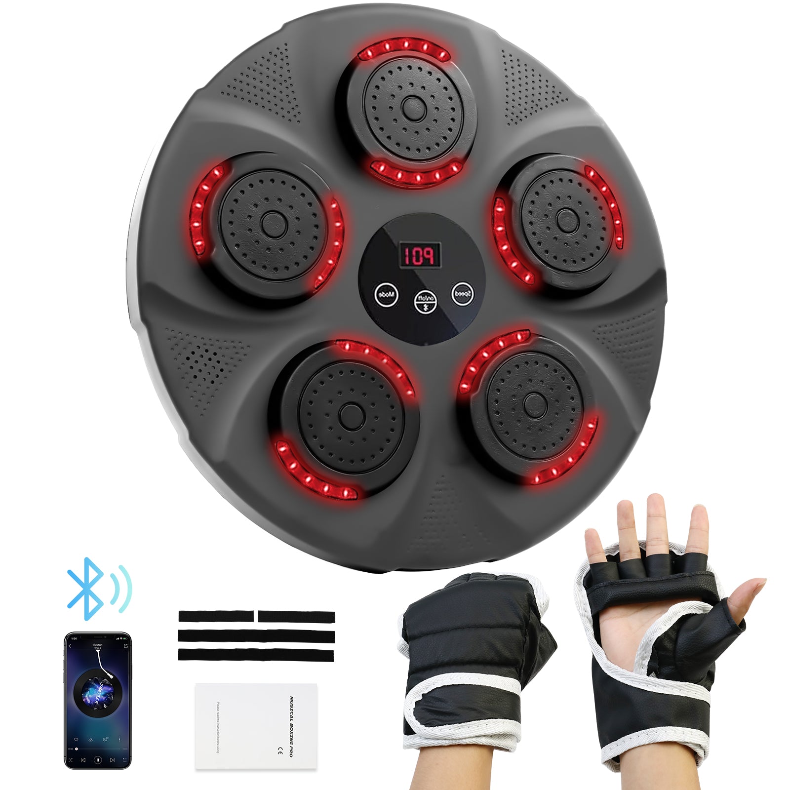 Music Boxing Machine, Smart Bluetooth Boxing Trainer with Boxing Gloves, Boxing Wall Mount Machine for Adults Kids,Boxing Target Workout Equipment for Home, Office, Gym (Upgrade)