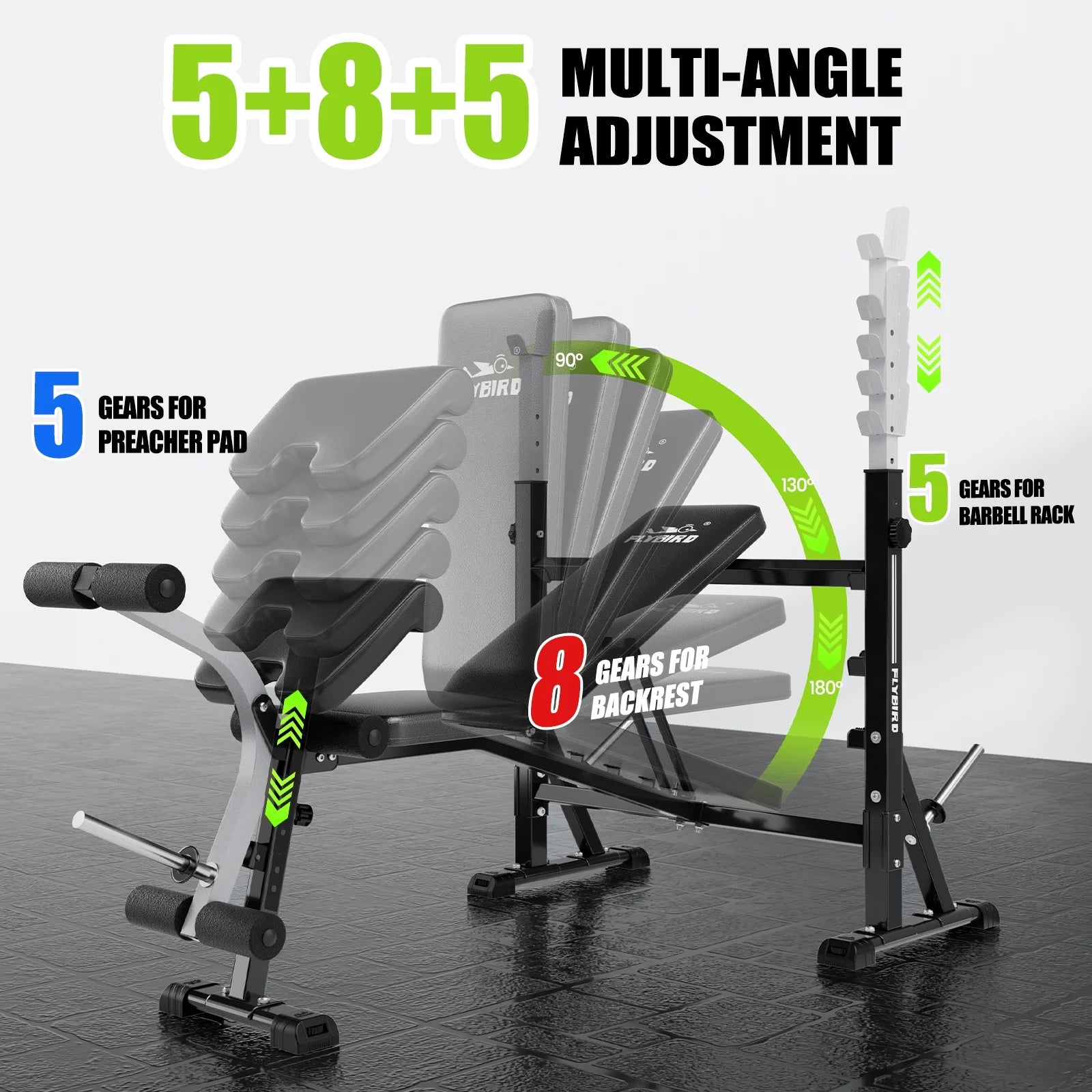 Standard Weight Bench with Preacher Curl, Leg Developer, Chest & Shoulder Rack